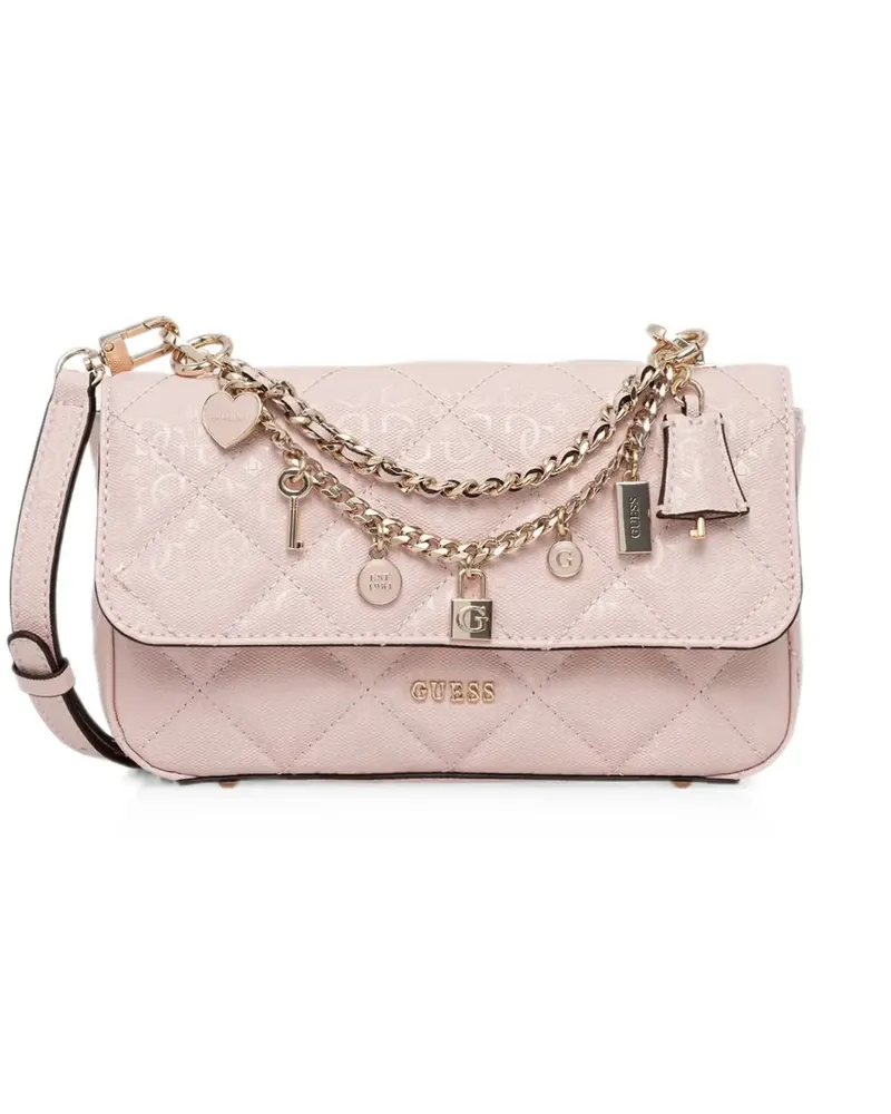Guess quilted charm-embellished shoulder bag - Rosa Rosa