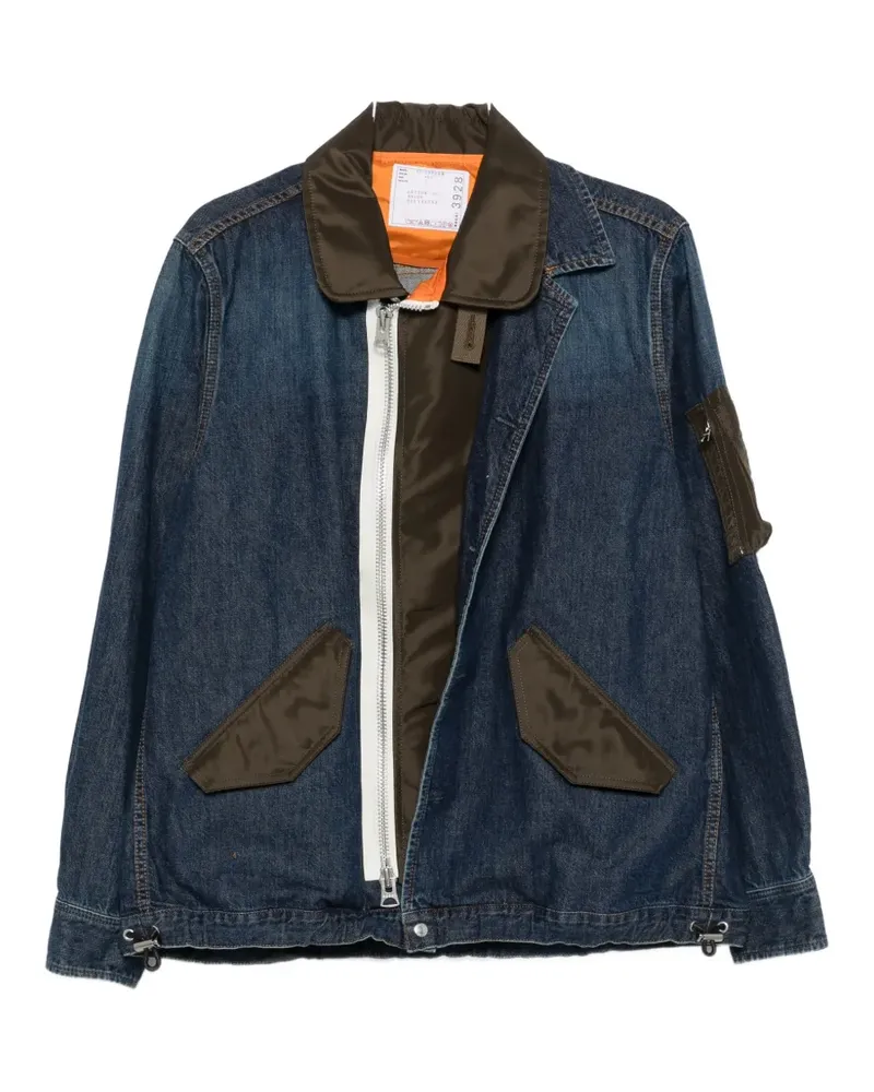 Sacai layered denim jacket - Blau Blau