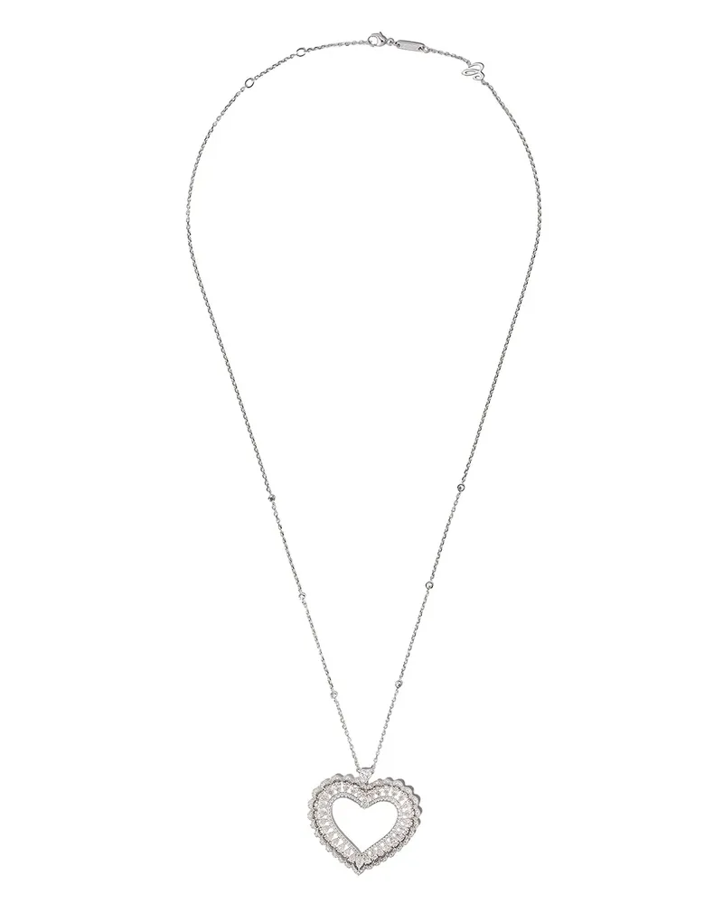 Chopard 18kt Precious Lace Cœur Weißgoldhalskette mit Diamanten - Silber Silber