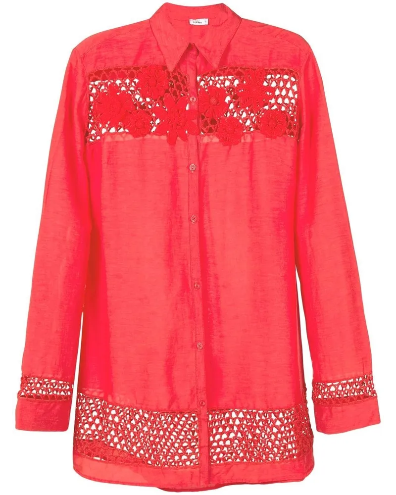 Amir Slama Oversized-Hemd mit Spitze - Rot Rot