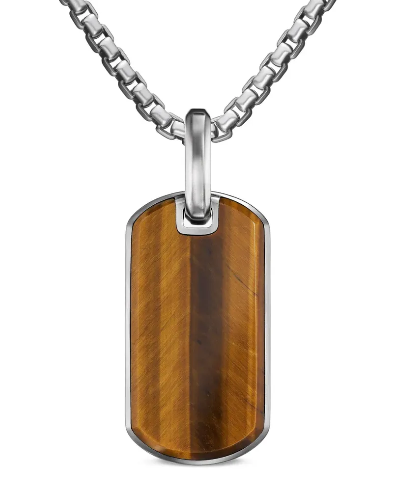 David Yurman Chevron Sterlingsilber-Anhänger mit Tigerauge (27mm Silber