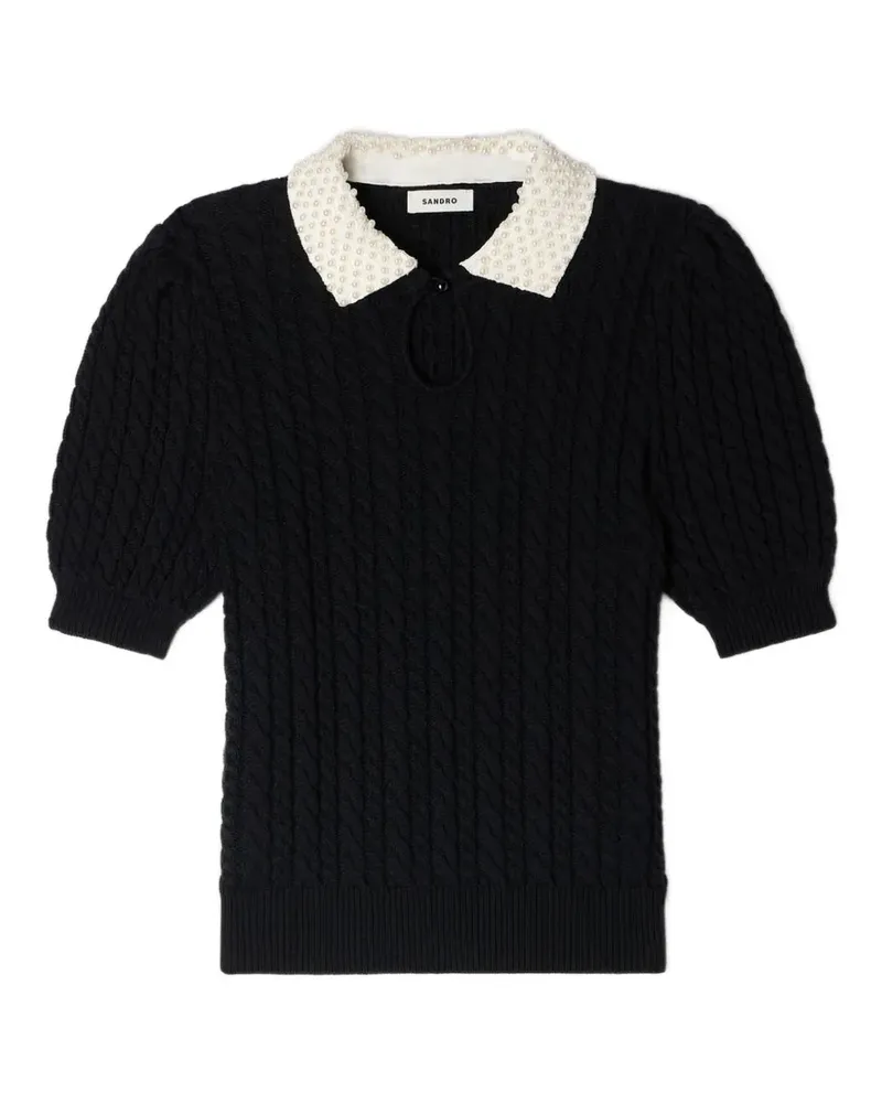 Sandro Poloshirt mit Kragendetail - Schwarz Schwarz