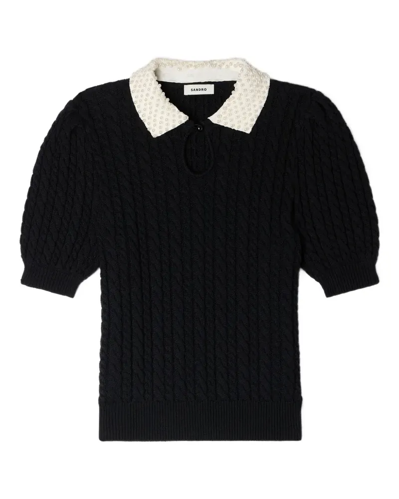 Sandro collar-detail polo top - Schwarz Schwarz