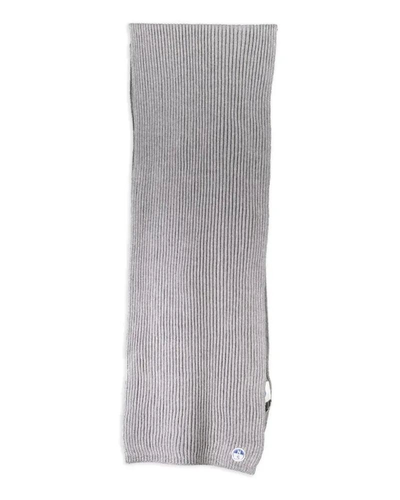 North Sails ribbed-knit logo-patch scarf - Grau Grau
