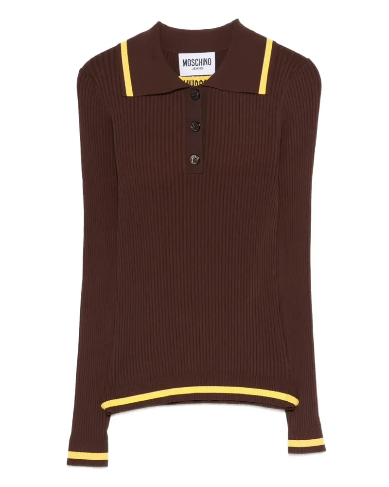 Moschino ribbed polo top - Braun Braun