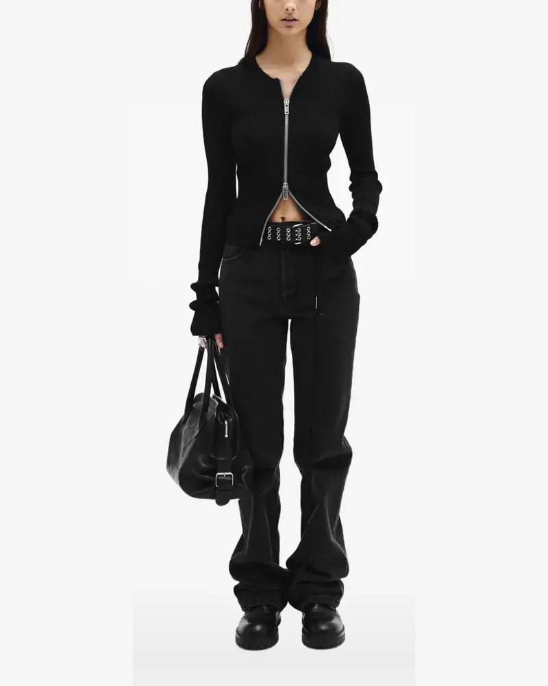Ann Demeulemeester Terna Cropped-Cardigan mit Reißverschluss - Schwarz Schwarz