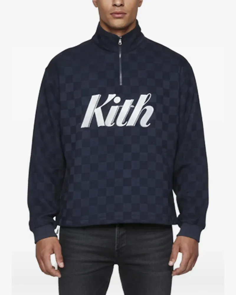 KITH Davis logo-print quarter-zip sweater - Blau Blau