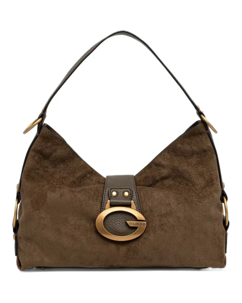 Guess Camden Schultertasche mit Logoplakette - Grün Grün