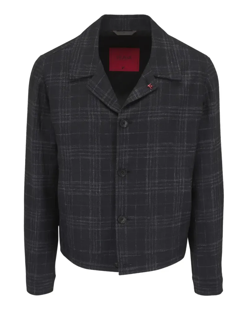 Isaia check-pattern spread-collar jacket - Schwarz Schwarz