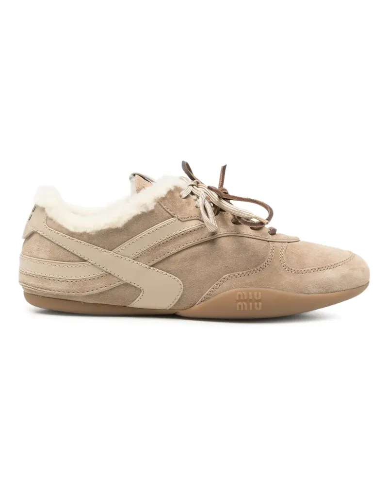 Miu Miu Sneakers mit Shearling - Nude Nude