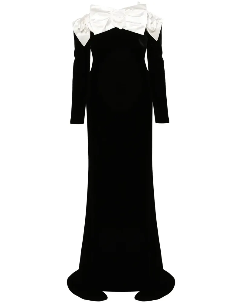 Alessandra Rich Abendkleid mit Herzogsschleife - Schwarz Schwarz