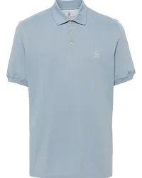 Brunello Cucinelli Poloshirt mit Logo-Print Blau