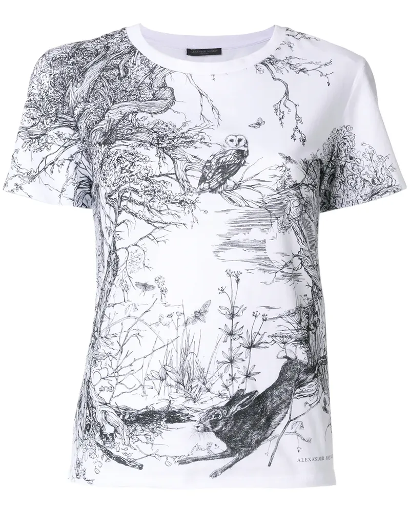 Alexander McQueen T-Shirt mit Wald-Print - Weiß Weiß