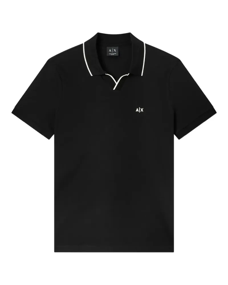 Armani Exchange logo-embroidered contrast-trim polo shirt - Schwarz Schwarz