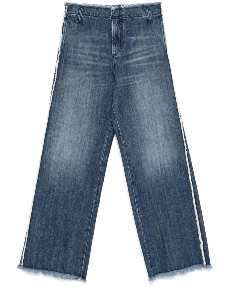John Richmond Weite Jeans mit Fransen - Blau Blau