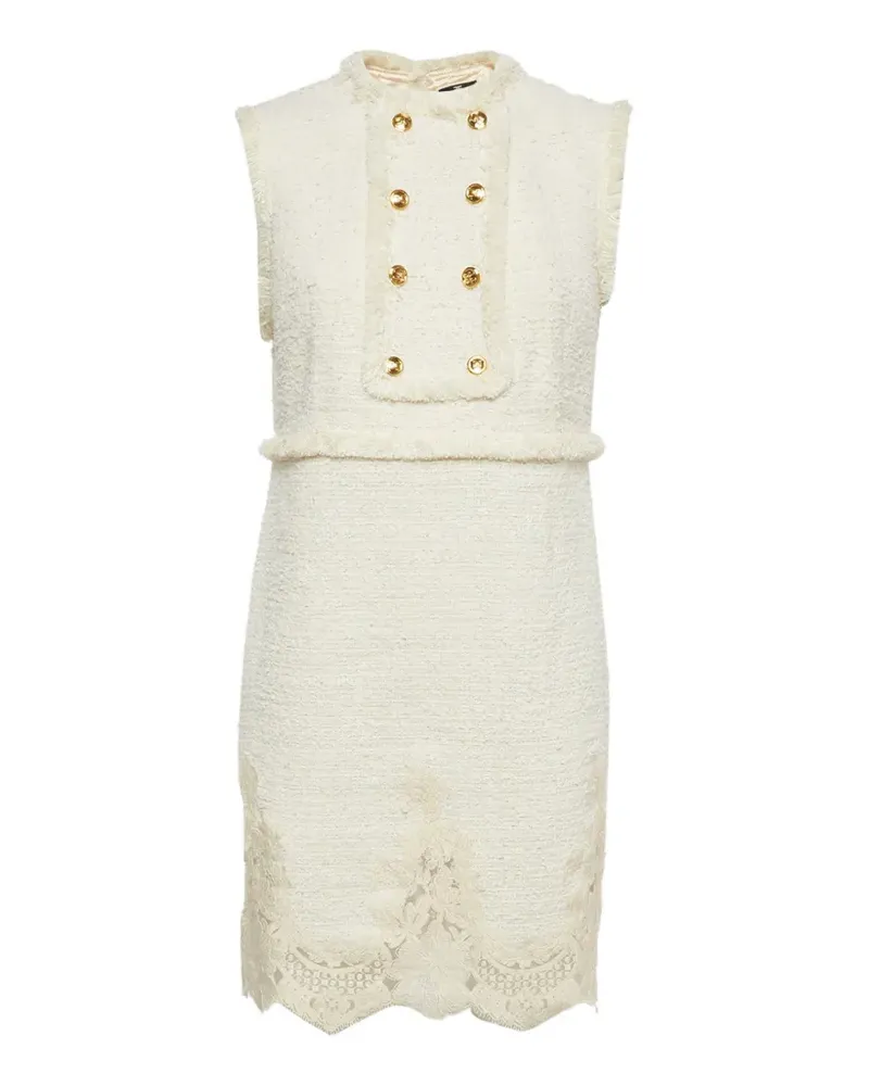 Elisabetta Franchi fringed tweed mini dress - Nude Nude
