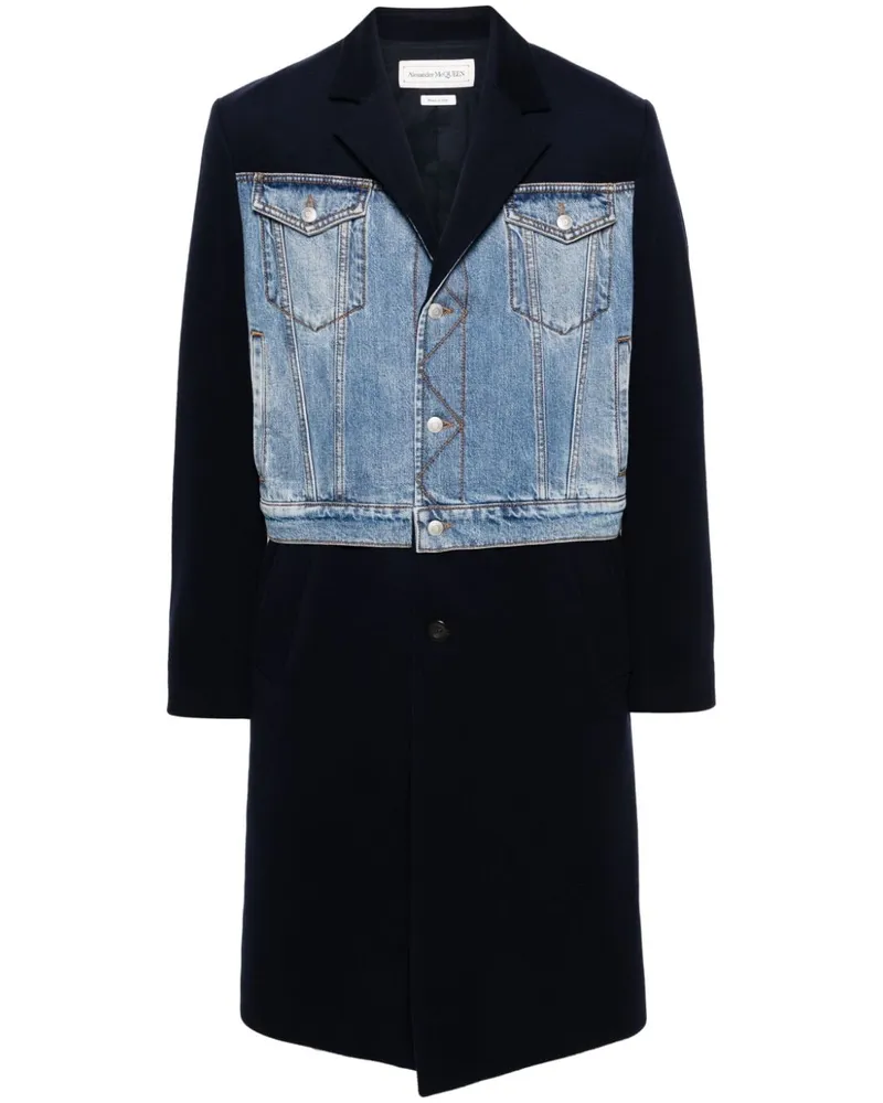 Alexander McQueen Einreihiger Hybrid Mantel - Blau Blau