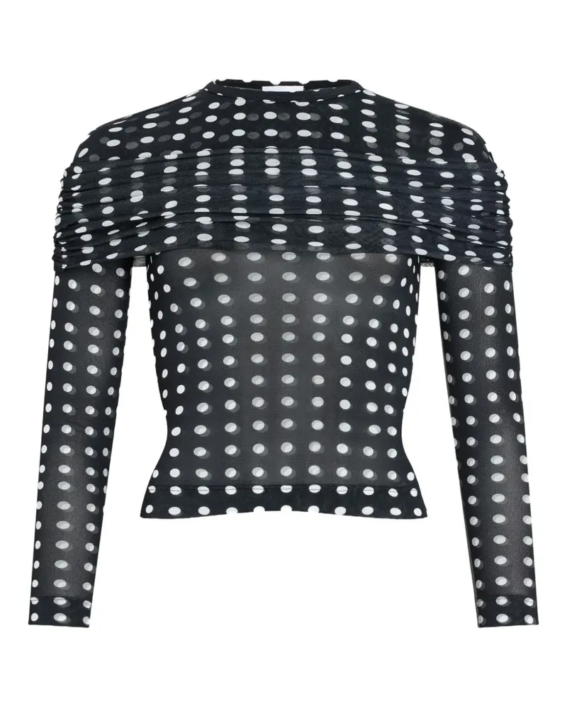 Patou Gerafftes Oberteil mit Polka Dots - Schwarz Schwarz