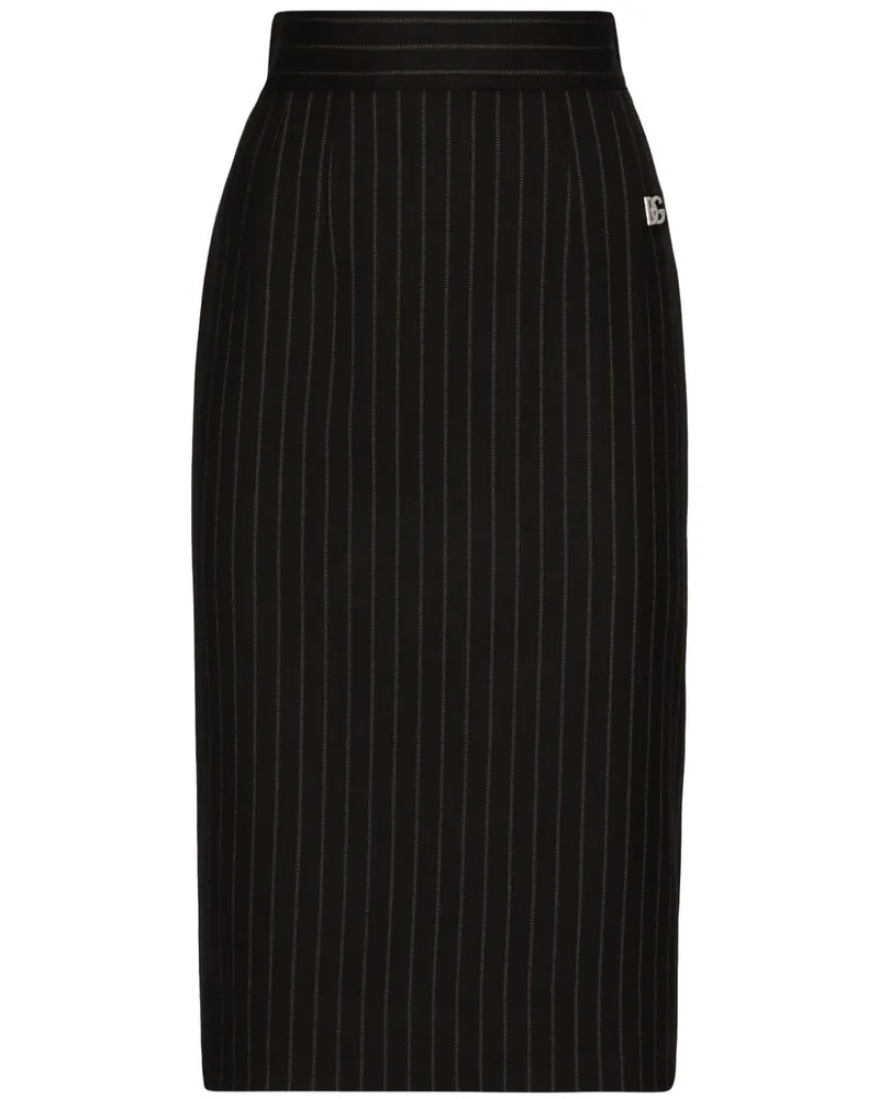 Dolce & Gabbana Nadelstreifen-Midirock aus Schurwollgemisch - Schwarz Schwarz