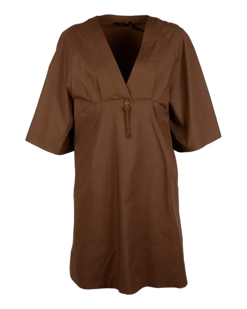 Seventy tassel-detail V-neck mini dress - Braun Braun