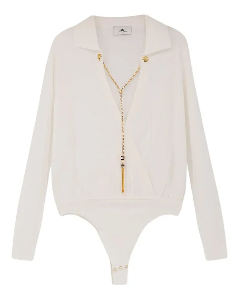 Elisabetta Franchi chain-embellished ribbed bodie - Nude Nude
