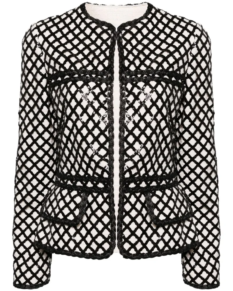 Giambattista Valli Bouclé-Jacke mit Pailletten - Weiß Weiß
