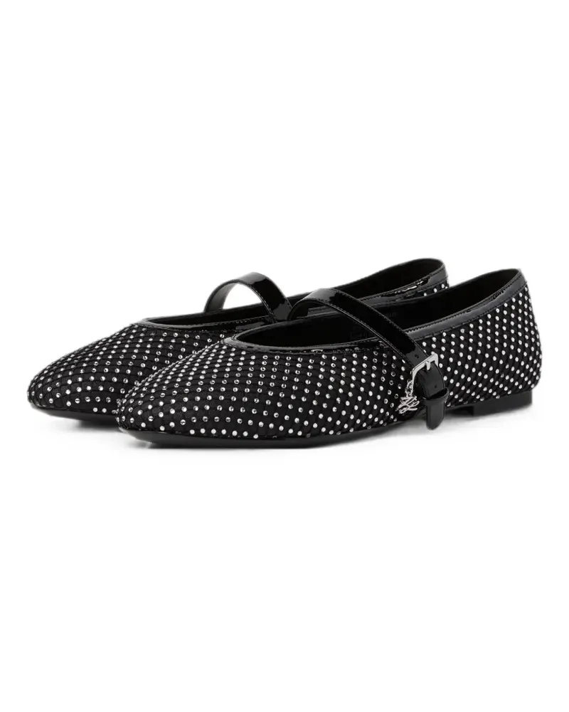 Karl Lagerfeld Karo Ballerinas mit Kristallen - Schwarz Schwarz