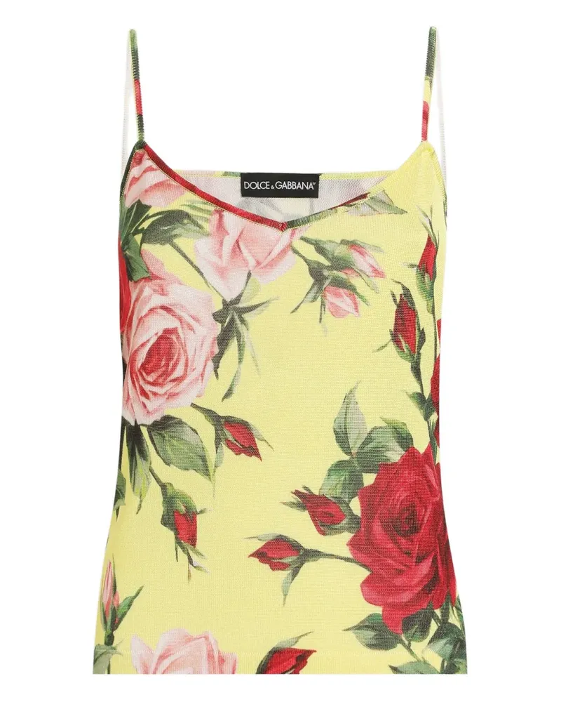 Dolce & Gabbana Oberteil mit Rosen-Print - Gelb Gelb