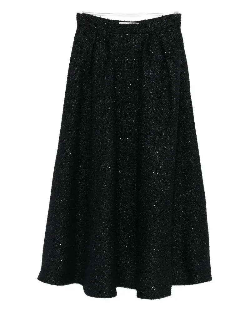 Alessandra Rich Faltenrock mit Pailletten - Schwarz Schwarz