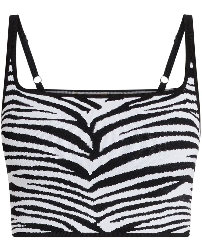 Michael Kors Cropped-Tanktop mit Zebra-Intarsie - Schwarz Schwarz