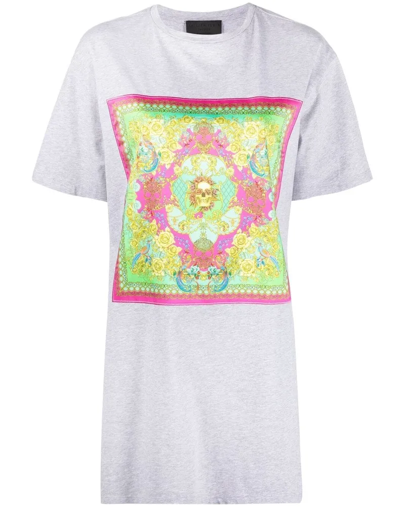 Philipp Plein T-Shirtkleid mit Barock-Print - Grau Grau