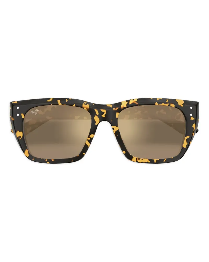 Maui Jim Eckige Aloha Lane Sonnenbrille in Schildpattoptik - Schwarz Schwarz
