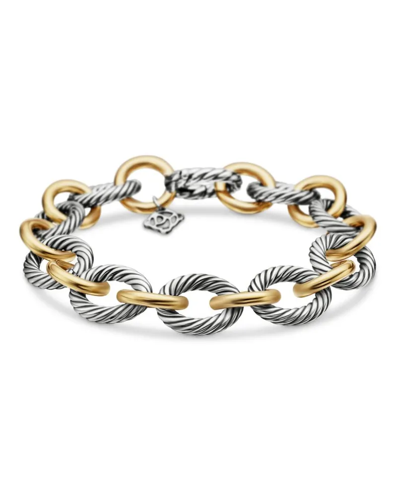 David Yurman 18kt Oval Link Chain Gelbgold- und Sterlingsilberarmband 12mm Silber