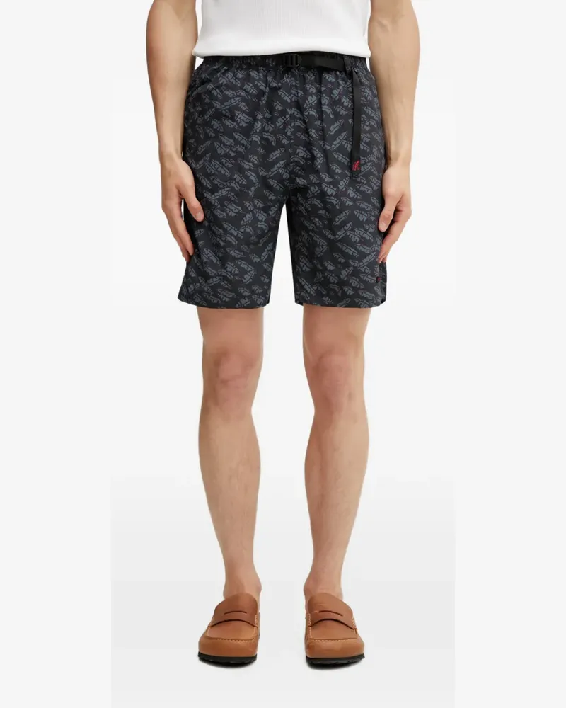 GRAMICCI leaf-print belted shorts - Schwarz Schwarz