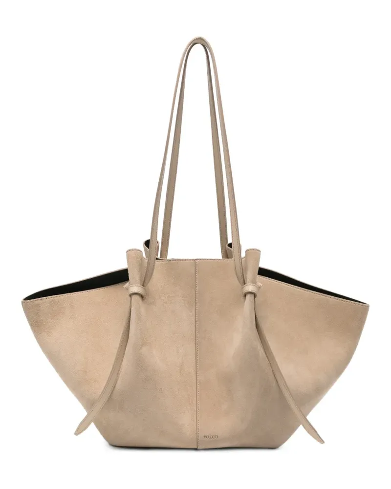 YUZEFI large Mochi suede shoulder bag - Nude Nude