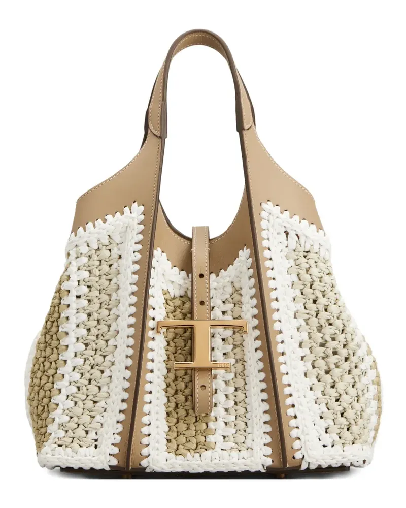 TOD'S Gehäkelter Tote Bag mit T-Schnalle - Nude Nude
