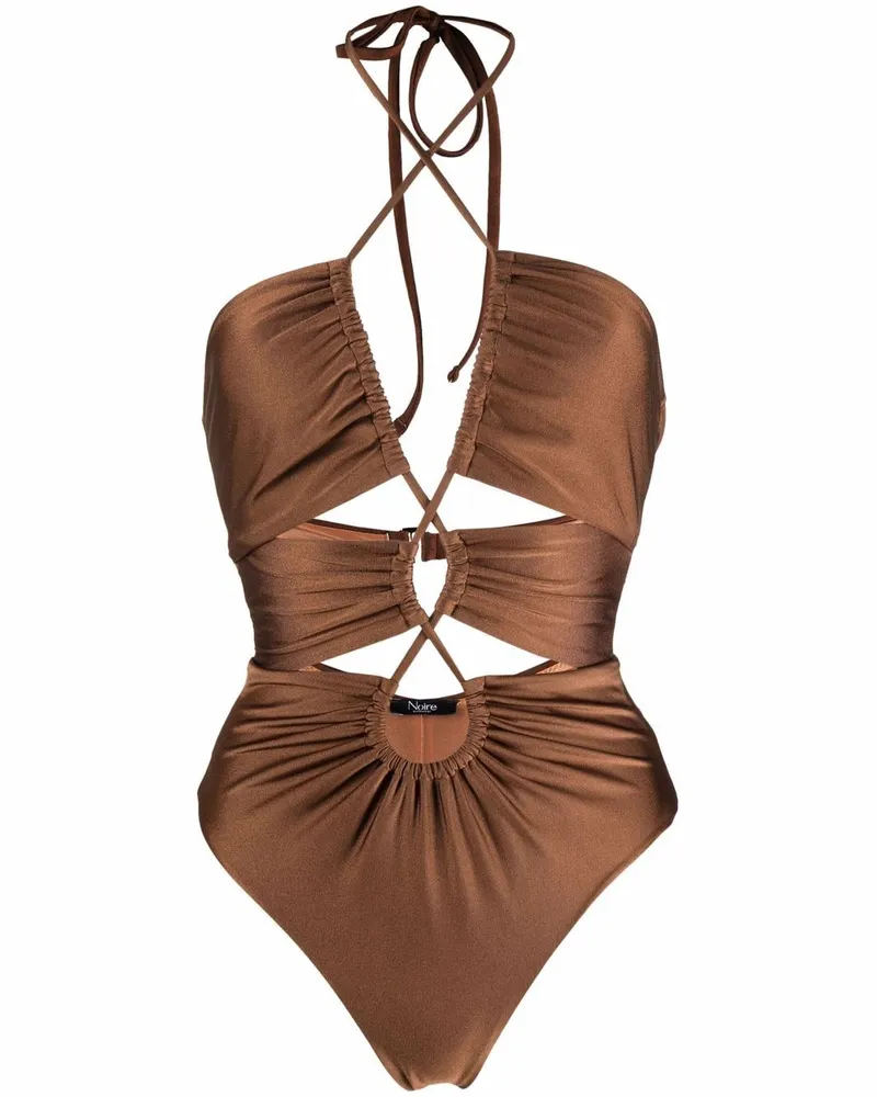 Noire Swimwear Geraffter Badeanzug - Braun Braun