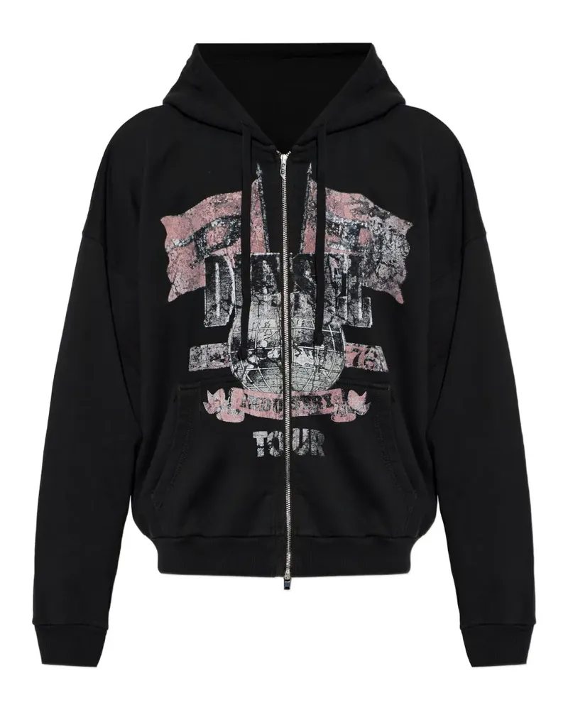 Diesel Sweatshirt mit WILL-Reißverschluss - Schwarz Schwarz
