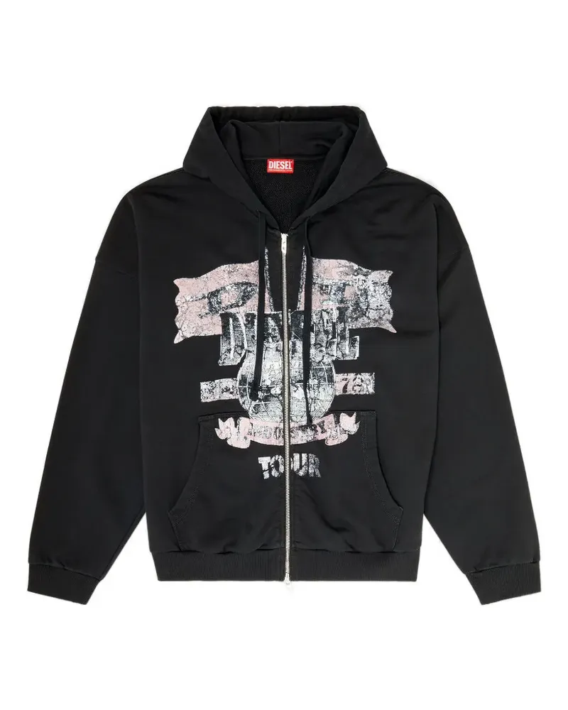 Diesel Sweatshirt mit WILL-Reißverschluss - Schwarz Schwarz