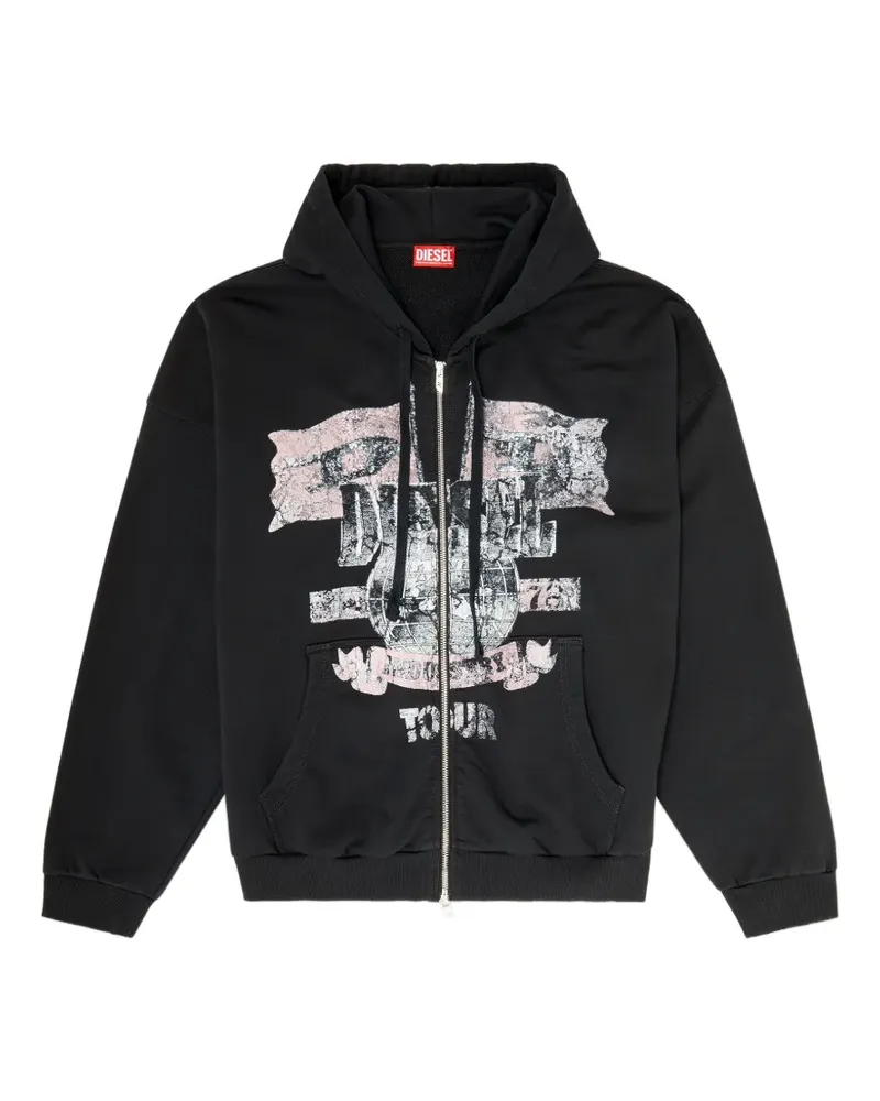Diesel Sweatshirt mit WILL-Reißverschluss - Schwarz Schwarz