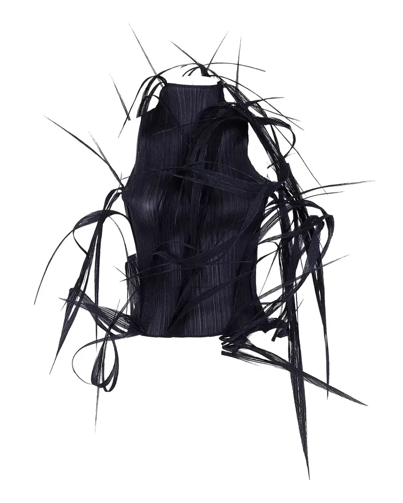 Issey Miyake Urban Jungle pleated fringe-detail top - Schwarz Schwarz
