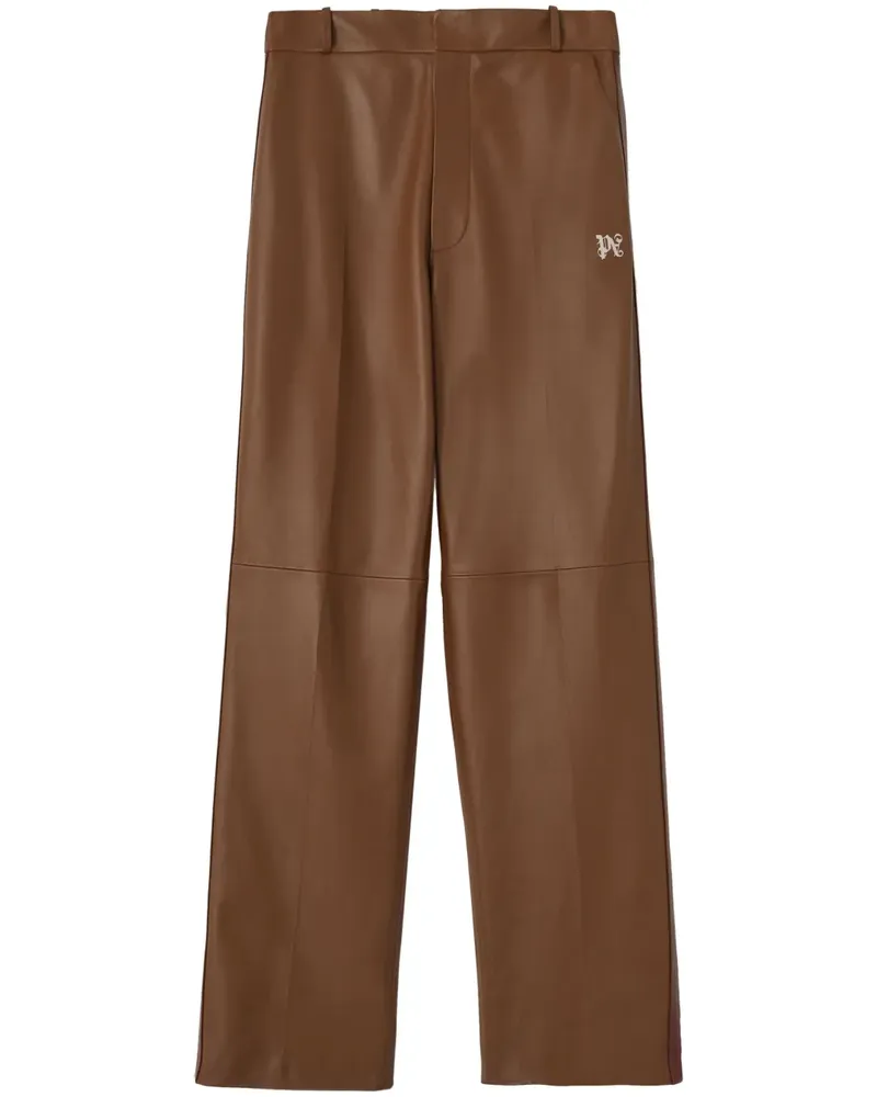 Palm Angels Jogginghose aus Leder mit Monogramm - Braun Braun