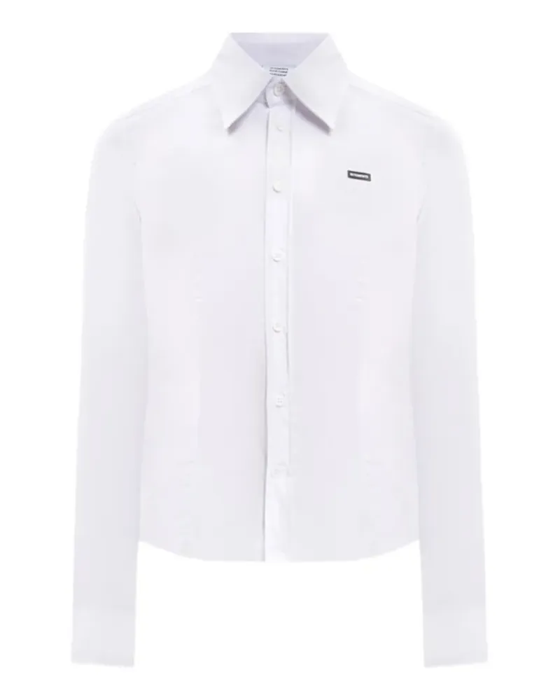 VETEMENTS logo-patch button-up shirt - Weiß Weiß