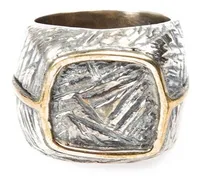 Eckiger Ring aus Bronze und Silber