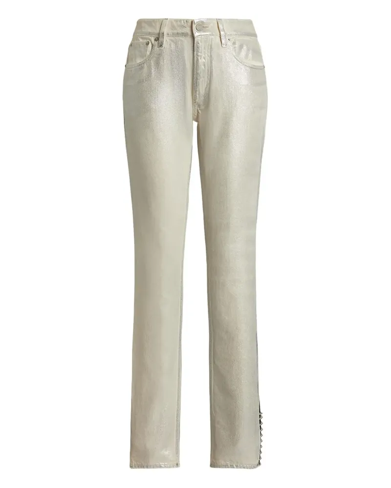 Ralph Lauren Gerade Jeans in Metallic-Optik - Grau Grau