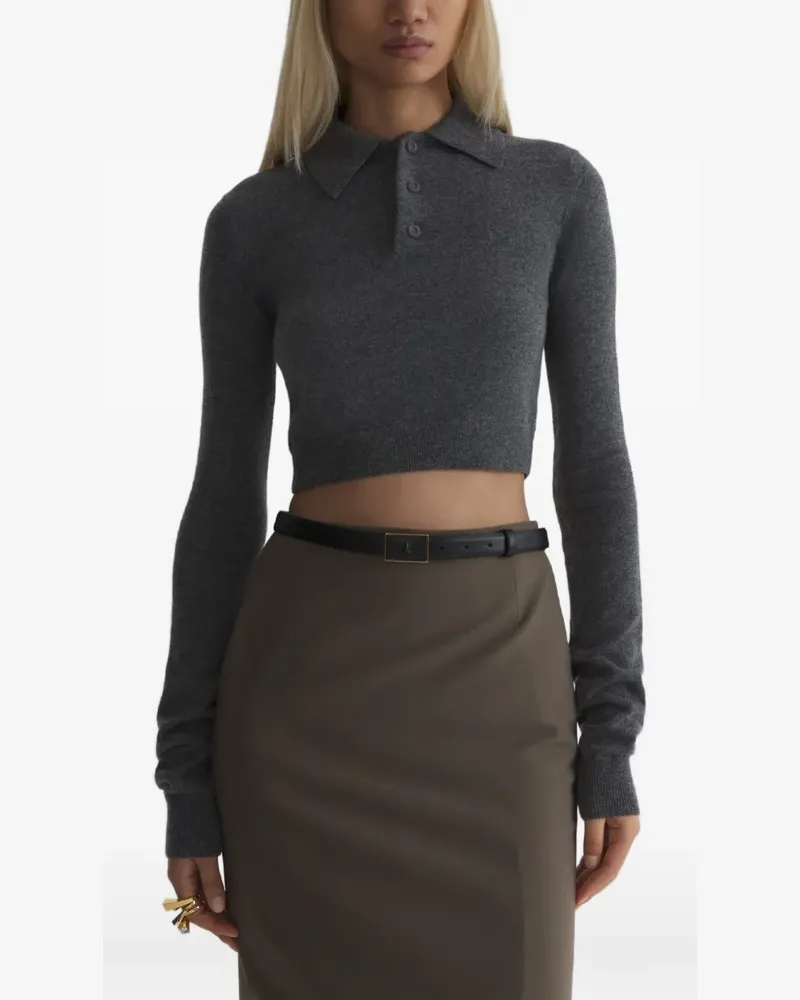 Thierry Mugler Cropped-Poloshirt aus Kaschmir - Grau Grau