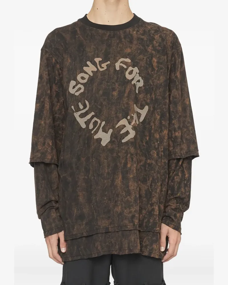 Song For The Mute T-Shirt mit Distressed-Logo - Braun Braun