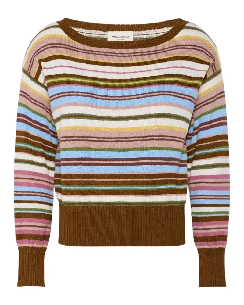 Max Mara Gestreifter Pullover mit U-Ausschnitt - Braun Braun