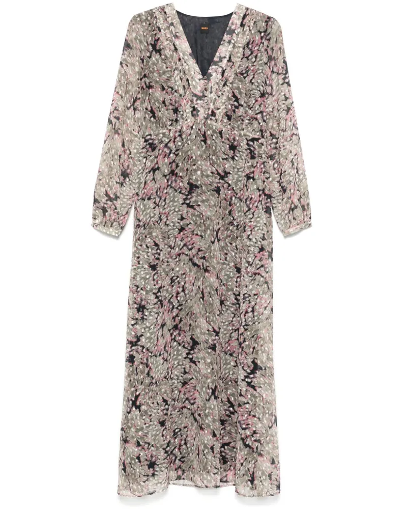 HUGO BOSS Maxikleid mit abstraktem Print - Nude Nude