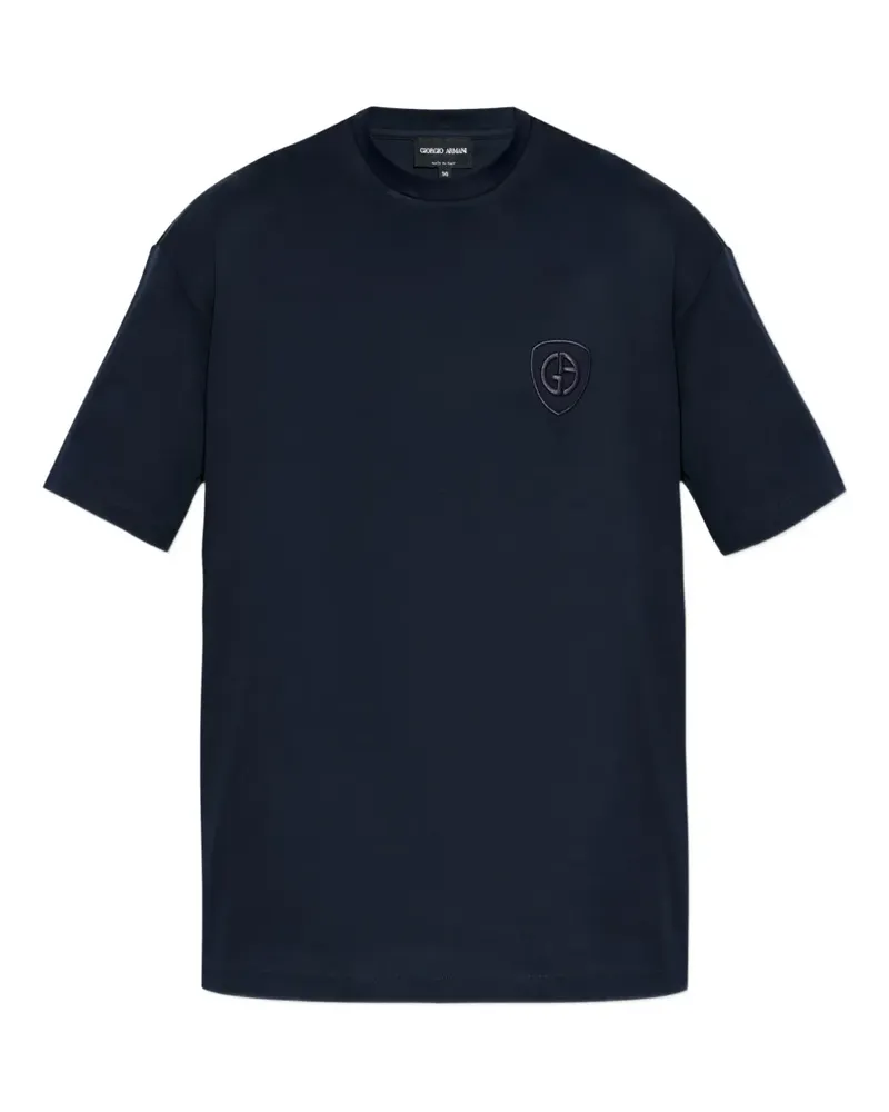 Giorgio Armani embroidered short-sleeve T-shirt - Blau Blau